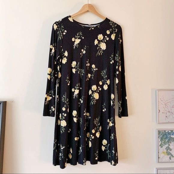 Long Sleeve Floral Swing Dress - Picture 1 of 6